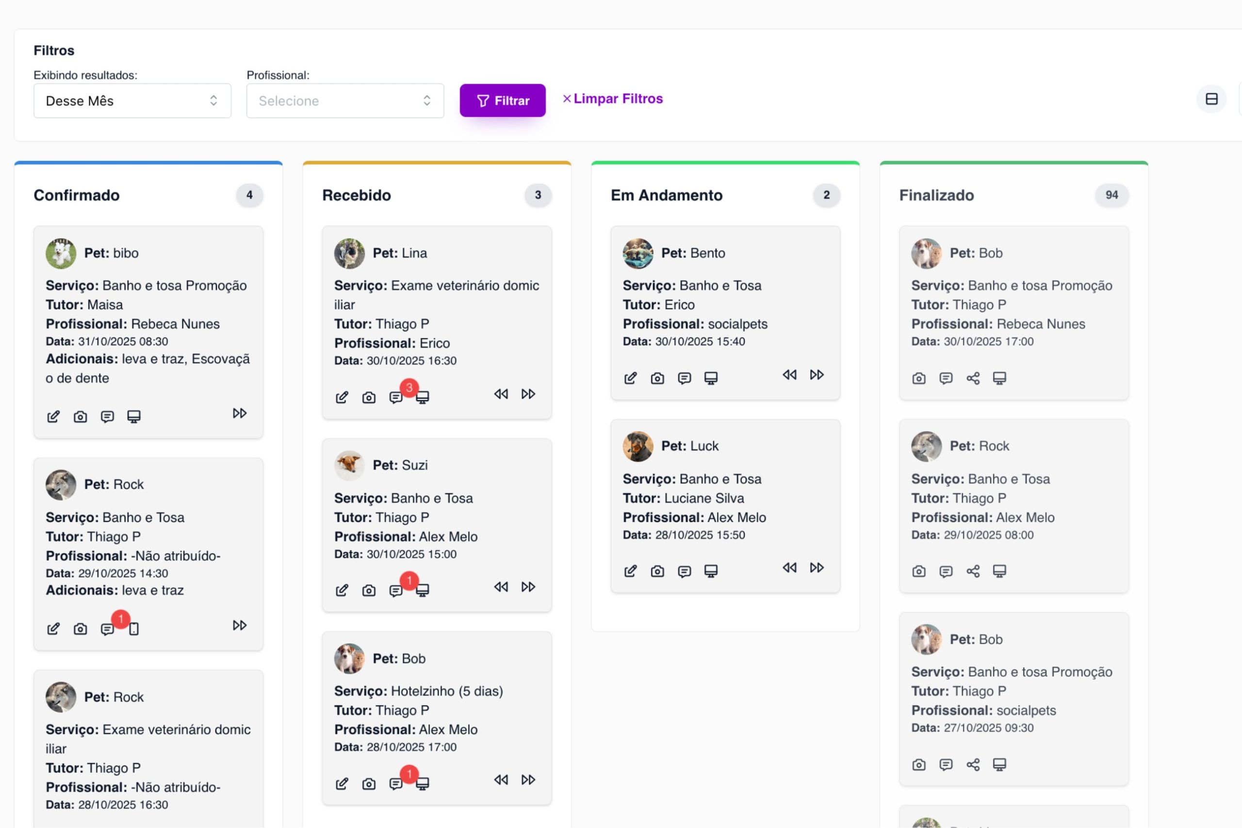 Vários estilos de visualização